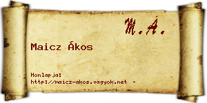Maicz Ákos névjegykártya